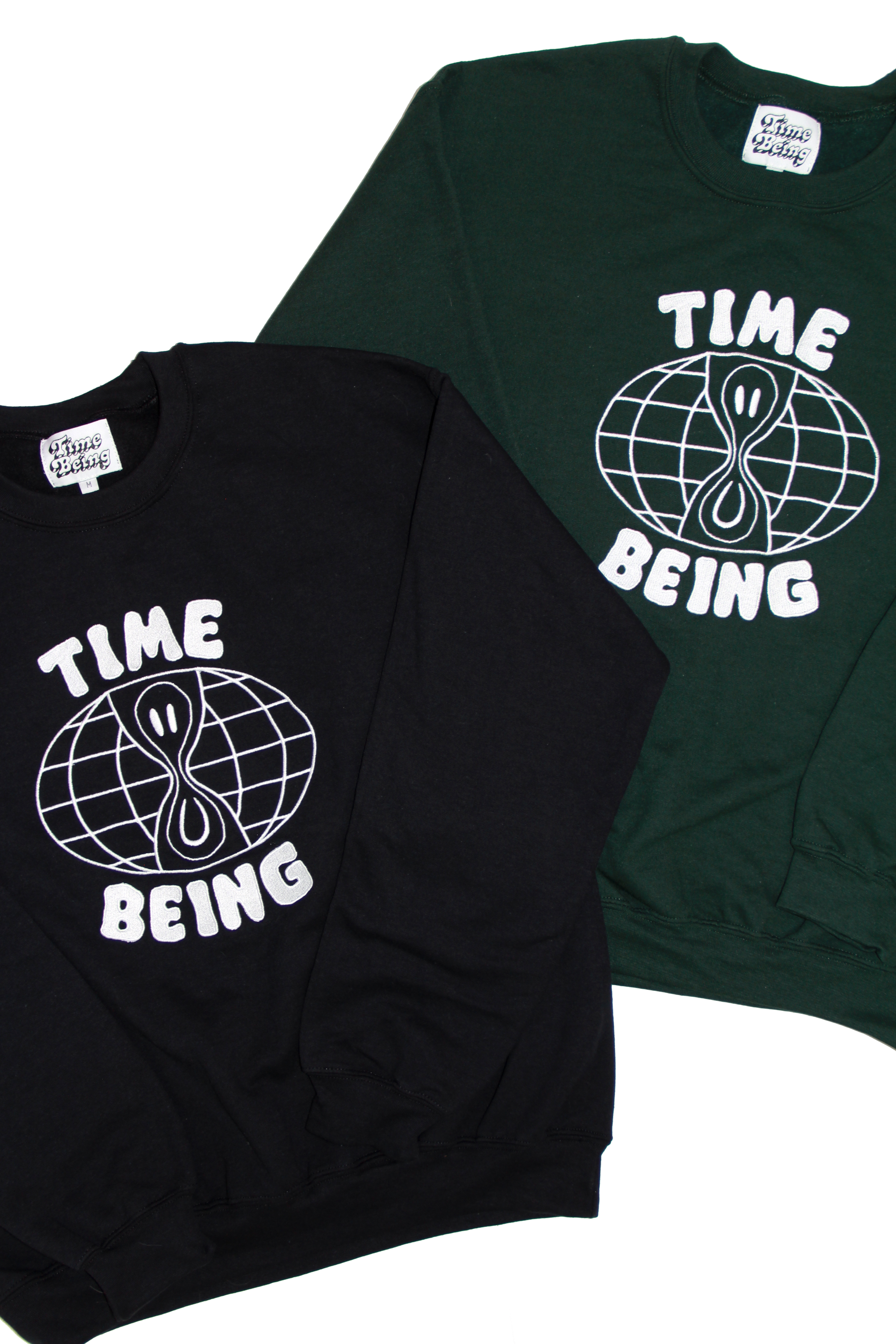 CLASSIC TIME BEING CREWNECK - Black & Forest Green